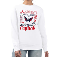 NHL Washington Capitals G-III 4Her by Carl Banks Women's Collage Graphic Fleece Long Sleeve Pullover Sweatshirt - White