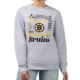 NHL Boston Bruins G-III 4Her by Carl Banks Women's Collage Graphic Fleece Long Sleeve Pullover Sweatshirt - Heather Gray