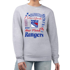 NHL New York Rangers G-III 4Her by Carl Banks Women's Collage Graphic Fleece Long Sleeve Pullover Sweatshirt - Heather Gray