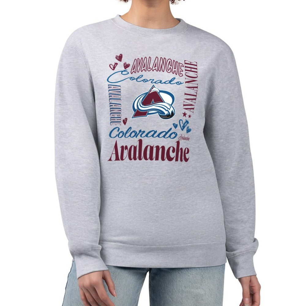 NHL Colorado Avalanche G-III 4Her by Carl Banks Women's Collage Graphic Fleece Long Sleeve Pullover Sweatshirt - Heather Gray