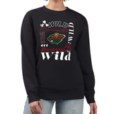 NHL Minnesota Wild G-III 4Her by Carl Banks Women's Collage Graphic Fleece Long Sleeve Pullover Sweatshirt - Black