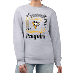 NHL Pittsburgh Penguins G-III 4Her by Carl Banks Women's Collage Graphic Fleece Long Sleeve Pullover Sweatshirt - Heather Gray