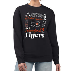 NHL Philadelphia Flyers G-III 4Her by Carl Banks Women's Collage Graphic Fleece Long Sleeve Pullover Sweatshirt - Black