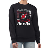 NHL New Jersey Devils G-III 4Her by Carl Banks Women's Collage Graphic Fleece Long Sleeve Pullover Sweatshirt - Black