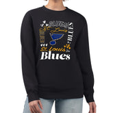 NHL St. Louis Blues G-III 4Her by Carl Banks Women's Collage Graphic Fleece Long Sleeve Pullover Sweatshirt - Black