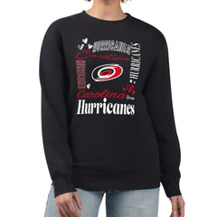 NHL Carolina Hurricanes G-III 4Her by Carl Banks Women's Collage Graphic Fleece Long Sleeve Pullover Sweatshirt - Black