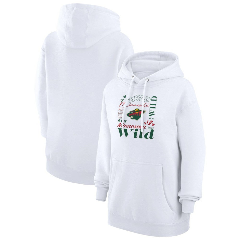 NHL Minnesota Wild G-III 4Her by Carl Banks Women's Collage Team Graphic Tri-Blend Fleece Pullover Hoodie - White