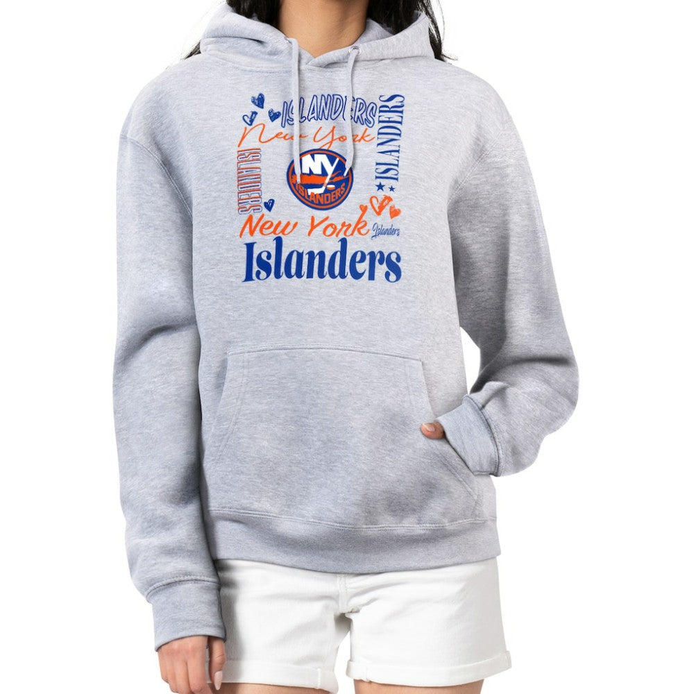 NHL New York Islanders G-III 4Her by Carl Banks Women's Collage Team Graphic Fleece Pullover Hoodie - Heather Gray