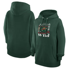 NHL Minnesota Wild G-III 4Her by Carl Banks Women's Collage Team Graphic Tri-Blend Fleece Pullover Hoodie - Olive