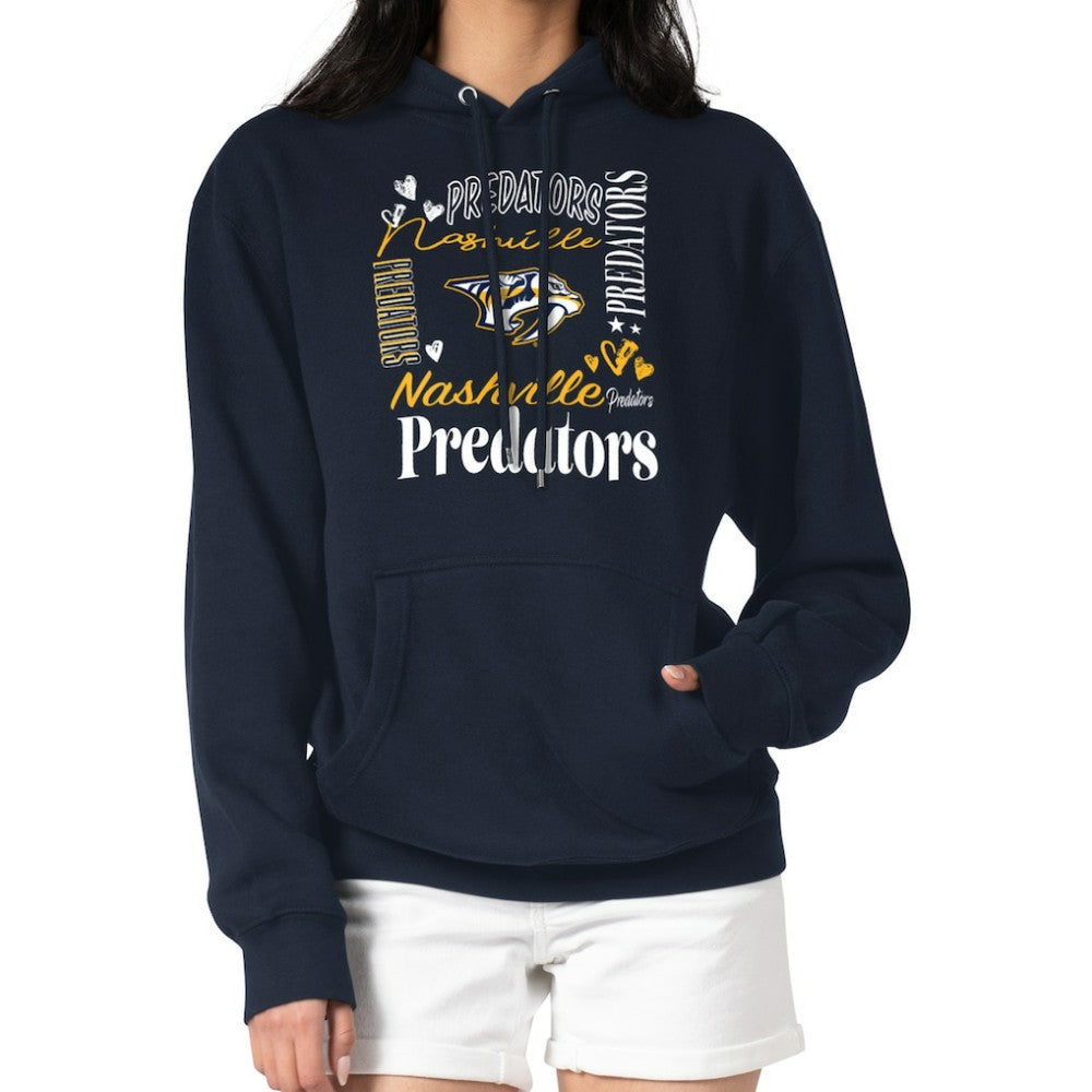 NHL Nashville Predators G-III 4Her by Carl Banks Women's Collage Team Graphic Tri-Blend Fleece Pullover Hoodie - Navy