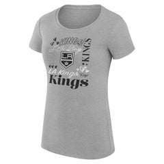 NHL Los Angeles Kings G-III 4Her by Carl Banks Women's Super-Slim Fit Lightweight Collage Team Graphic T-Shirt - Heather Gray