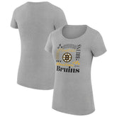 NHL Boston Bruins G-III 4Her by Carl Banks Women's Super-Slim Fit Lightweight Collage Team Graphic T-Shirt - Heather Gray