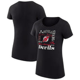 NHL New Jersey Devils G-III 4Her by Carl Banks Women's Super-Slim Fit Lightweight Collage Team Graphic T-Shirt - Black