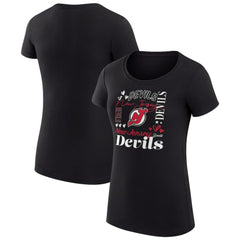 NHL New Jersey Devils G-III 4Her by Carl Banks Women's Super-Slim Fit Lightweight Collage Team Graphic T-Shirt - Black