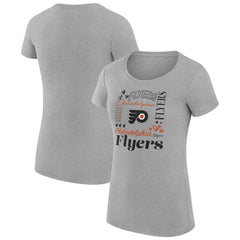 NHL Philadelphia Flyers G-III 4Her by Carl Banks Women's Super-Slim Fit Lightweight Collage Team Graphic T-Shirt - Heather Gray