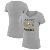 NHL Pittsburgh Penguins G-III 4Her by Carl Banks Women's Super-Slim Fit Lightweight Collage Team Graphic T-Shirt - Heather Gray