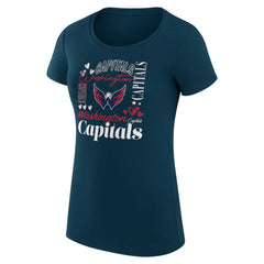 NHL Washington Capitals G-III 4Her by Carl Banks Women's Super-Slim Fit Lightweight Collage Team Graphic T-Shirt - Navy