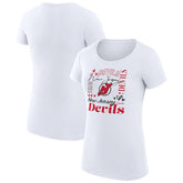 NHL New Jersey Devils G-III 4Her by Carl Banks Women's Super-Slim Fit Lightweight Collage Team Graphic T-Shirt - White