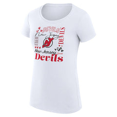 NHL New Jersey Devils G-III 4Her by Carl Banks Women's Super-Slim Fit Lightweight Collage Team Graphic T-Shirt - White