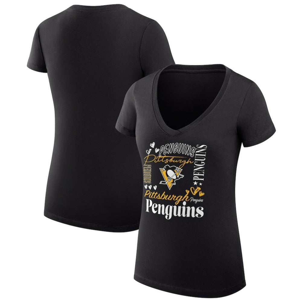 NHL Pittsburgh Penguins G-III 4Her by Carl Banks Women's Super-Slim Fit Lightweight Collage Team Graphic T-Shirt - Black