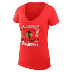 NHL Chicago Blackhawks G-III 4Her by Carl Banks Women's Super-Slim Fit Lightweight Collage Team Graphic T-Shirt - Red