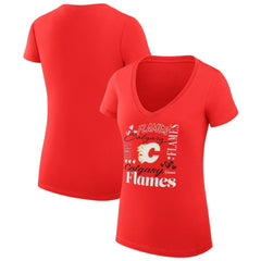 NHL Calgary Flames G-III 4Her by Carl Banks Women's Super-Slim Fit Lightweight Collage Team Graphic T-Shirt - Red