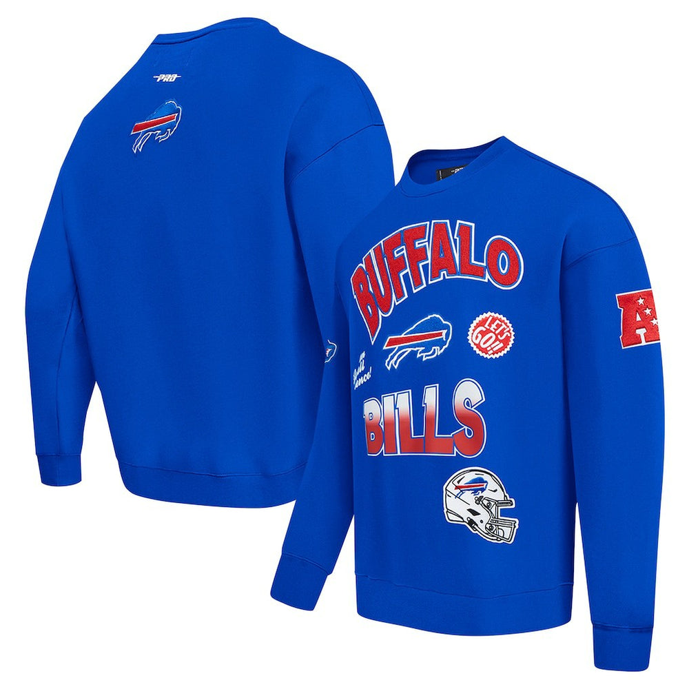 Buffalo Bills Pro Standard Turn It Up Drop Shoulder Pullover Sweatshirt Royal