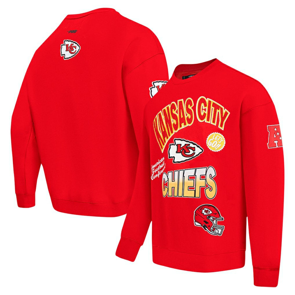 Kansas City Chiefs Pro Standard Turn It Up Drop Shoulder Pullover Sweatshirt Red