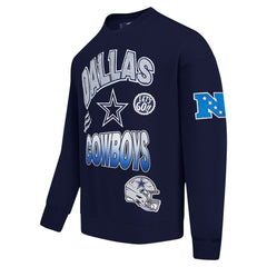 Dallas Cowboys Pro Standard Turn It Up Drop Shoulder Pullover Sweatshirt Navy