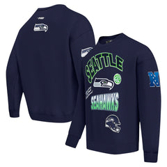 Seattle Seahawks Pro Standard Turn It Up Drop Shoulder Pullover Sweatshirt College Navy