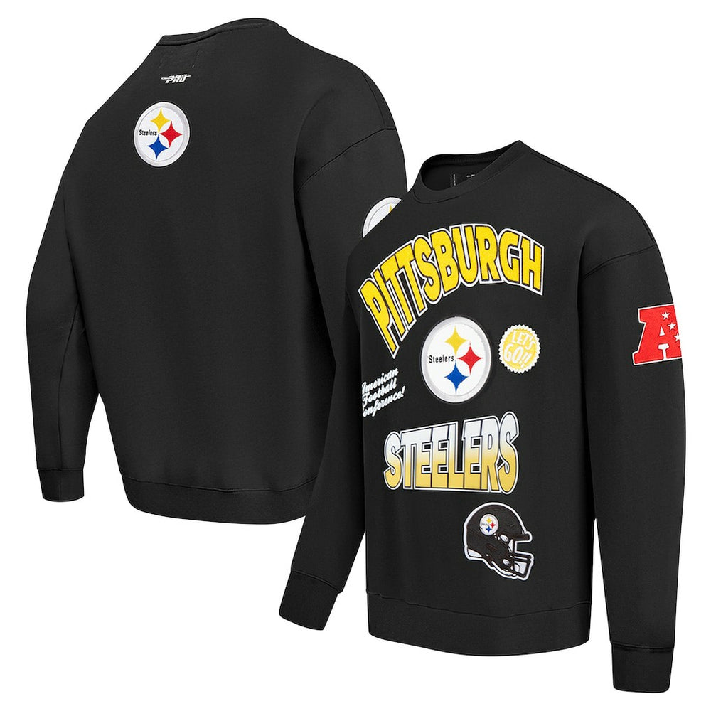 Pittsburgh Steelers Pro Standard Turn It Up Drop Shoulder Pullover Sweatshirt Black