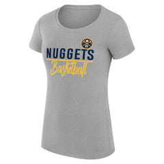 Denver Nuggets G-III 4Her by Carl Banks Women's Super-Slim Fit Lightweight Team Sport V-Neck T-Shirt Heather Gray