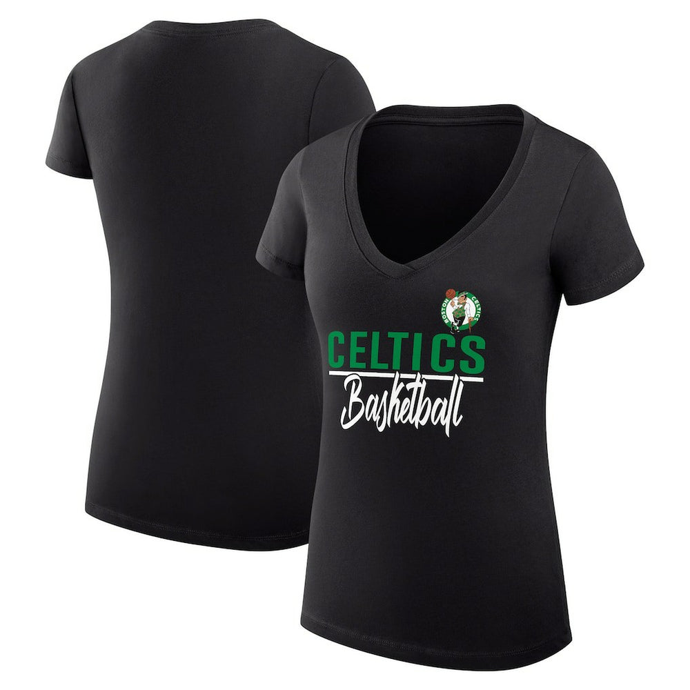 Boston Celtics G-III 4Her by Carl Banks Women's Super-Slim Fit Lightweight Team Sport V-Neck T-Shirt Black