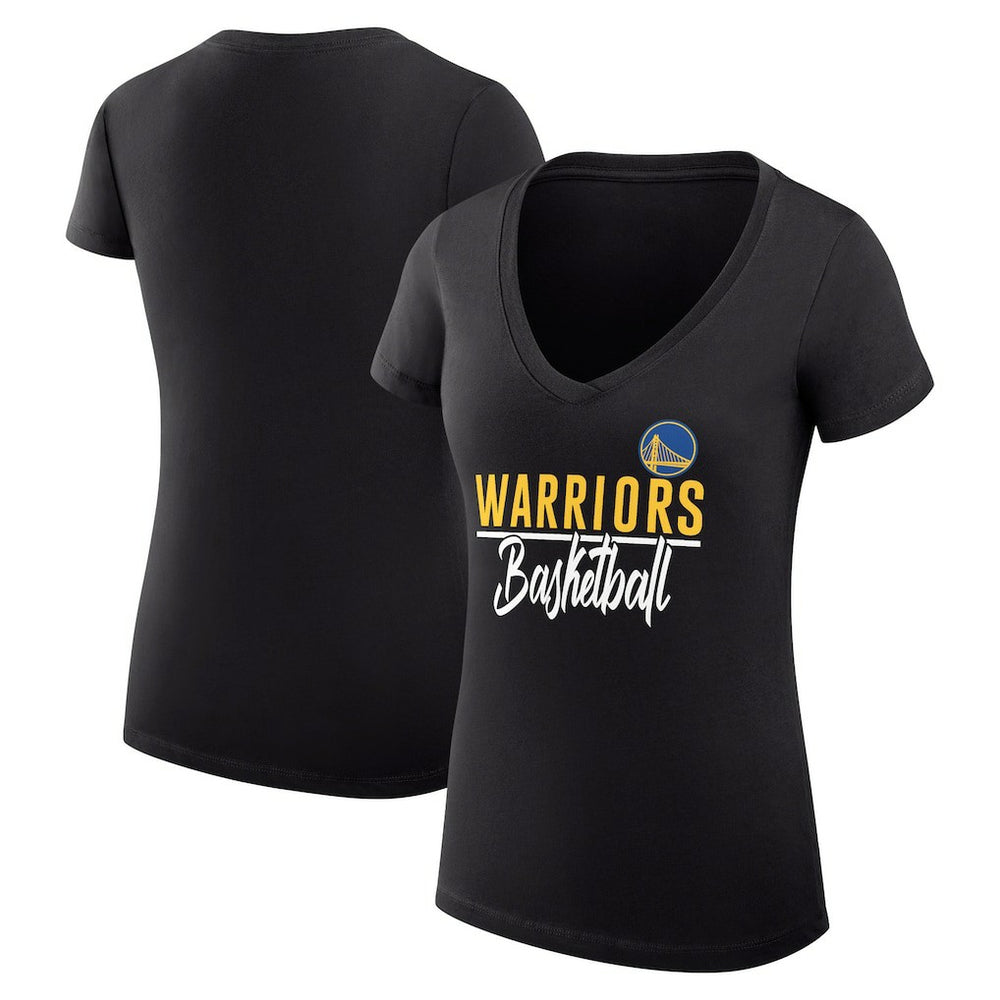 Golden State Warriors G-III 4Her by Carl Banks Women's Super-Slim Fit Lightweight Team Sport V-Neck T-Shirt Black