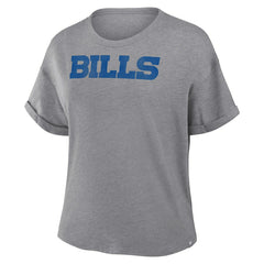 Buffalo Bills Women's Swing Pass Tri-Blend Boxy T-Shirt Heather Gray