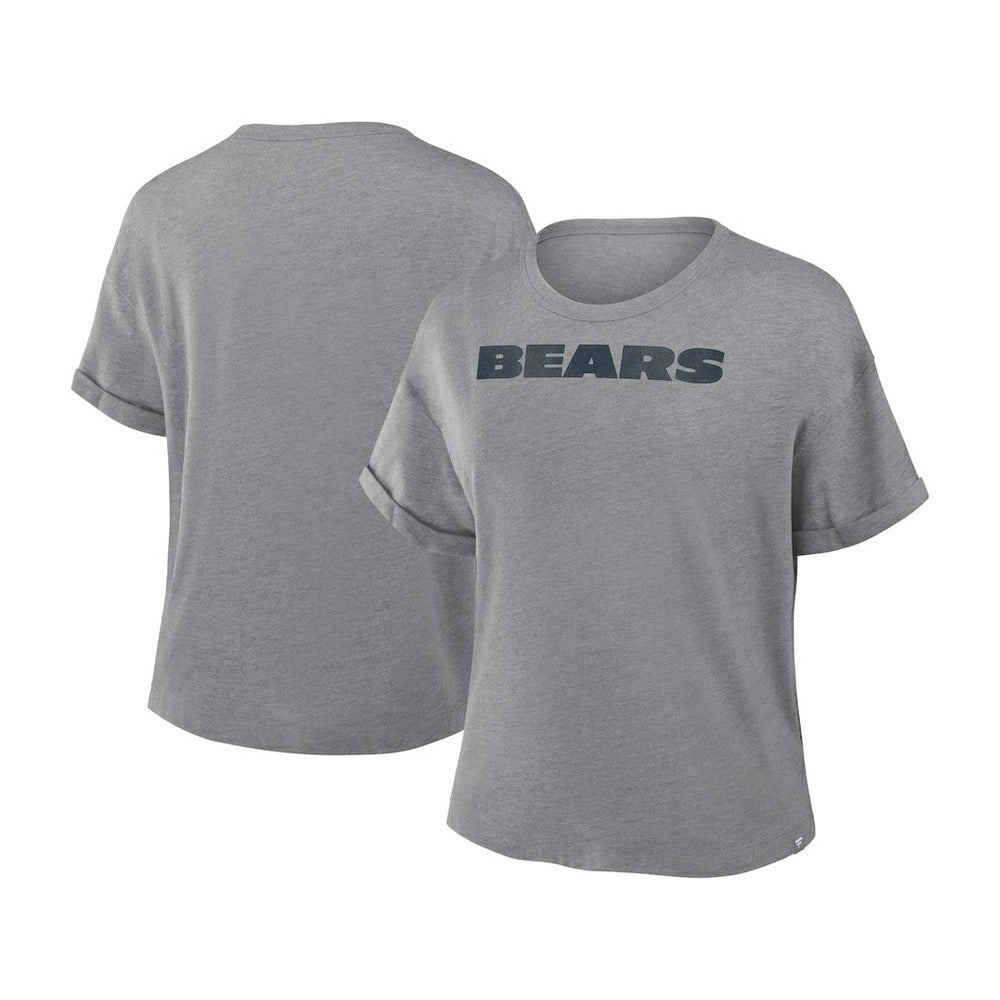 Chicago Bears Women's Swing Pass Tri-Blend Boxy T-Shirt Heather Gray