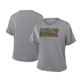 Cleveland Browns Women's Swing Pass Tri-Blend Boxy T-Shirt Heather Gray