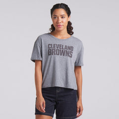Cleveland Browns Women's Swing Pass Tri-Blend Boxy T-Shirt Heather Gray