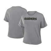 Las Vegas Raiders Women's Swing Pass Tri-Blend Boxy T-Shirt Heather Gray