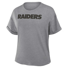 Las Vegas Raiders Women's Swing Pass Tri-Blend Boxy T-Shirt Heather Gray
