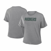 Green Bay Packers Women's Swing Pass Tri-Blend Boxy T-Shirt Heather Gray