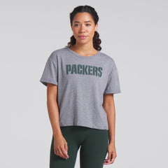 Green Bay Packers Women's Swing Pass Tri-Blend Boxy T-Shirt Heather Gray