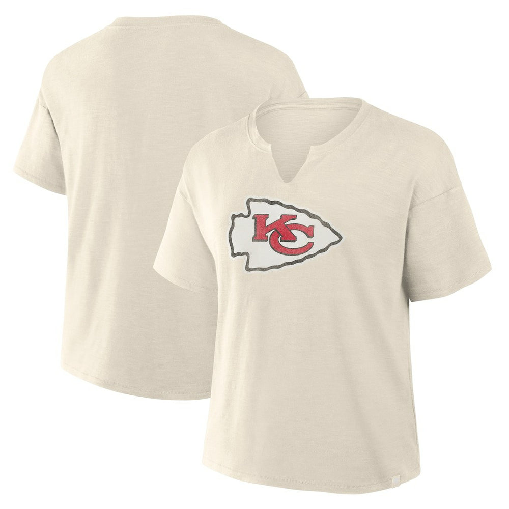 Kansas City Chiefs Women's Trick Play Slub Boxy T-Shirt Cream
