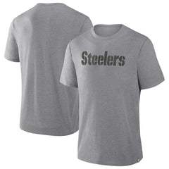 Pittsburgh Steelers Pass Rush Tri-Blend T-Shirt Heather Gray
