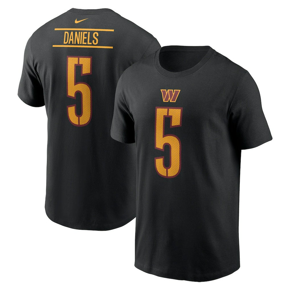 Jayden Daniels Washington Commanders Player Name & Number T-Shirt Black