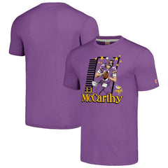 J.J. McCarthy Minnesota Vikings Homage Unisex Caricature Player Tri-Blend T-Shirt Purple