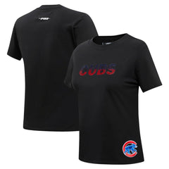 Chicago Cubs Pro Standard Women's Rhinestone Slim Fit T-Shirt - Black T-shirts