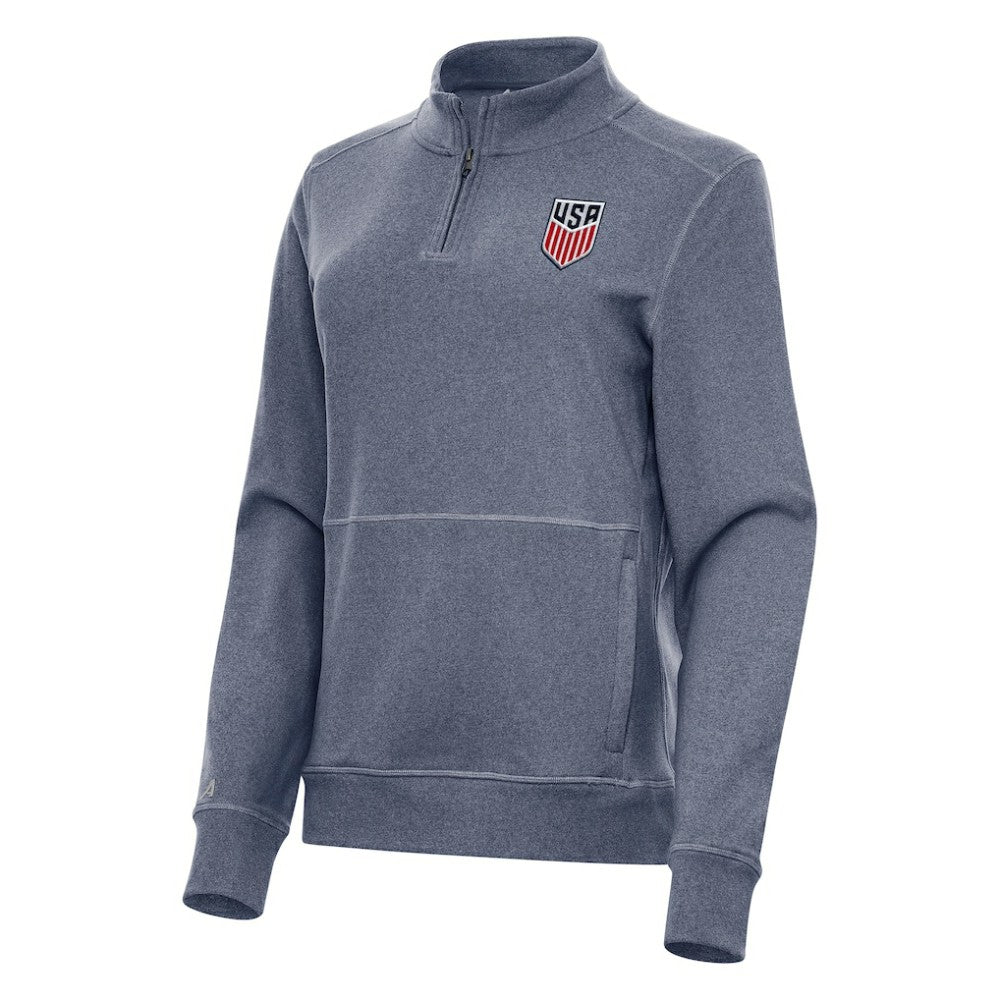 USMNT Antigua Women's Crush Quarter-Zip Top Heather Navy