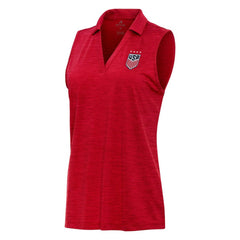 USWNT Antigua Layout Sleeveless V-Neck Polo Heather Red shop