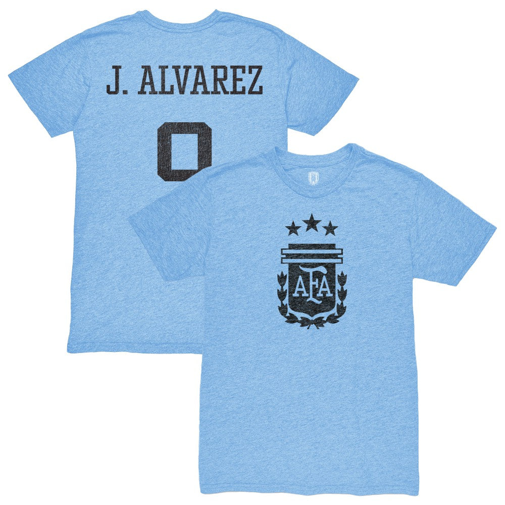 Julián Álvarez Argentina National Team 1863FC Player Retro Tri-Blend T-Shirt Light Blue shop